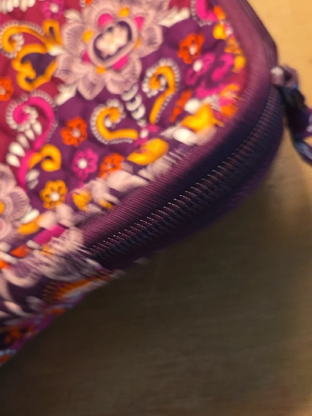 Vera Bradley Quilted Travel Pouch in Purple, Pink & Yellow Paisley NWOT